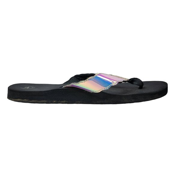 2/$15 Wonder Nation Girls Flip Flop Sandals Black Pastel Iridescent Scallop READ - Picture 8 of 13